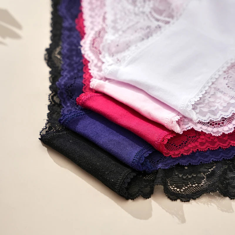 culotte de luxe en dentelle à motif floral, taille haute, sans coutures, respirante