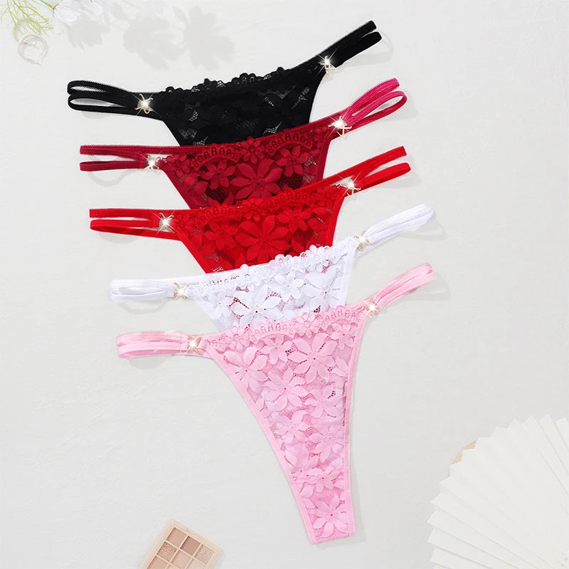 sous-vêtements sexy à taille basse en dentelle, avec culotte douce à motif floral